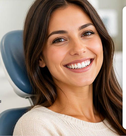 Smiling woman in a dental office chair